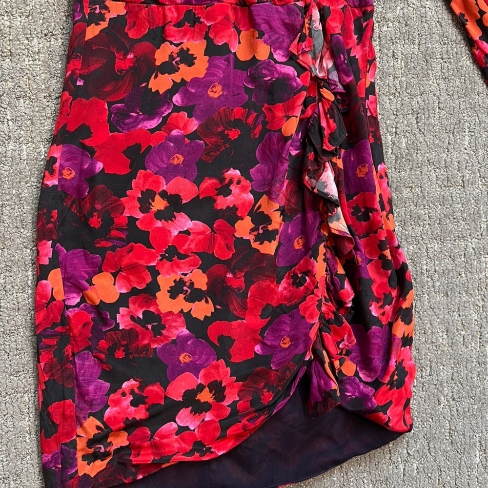 Saylor Alouette Painterly Poppy Dark Floral Mini Dress Size XS - Picture 7 of 11